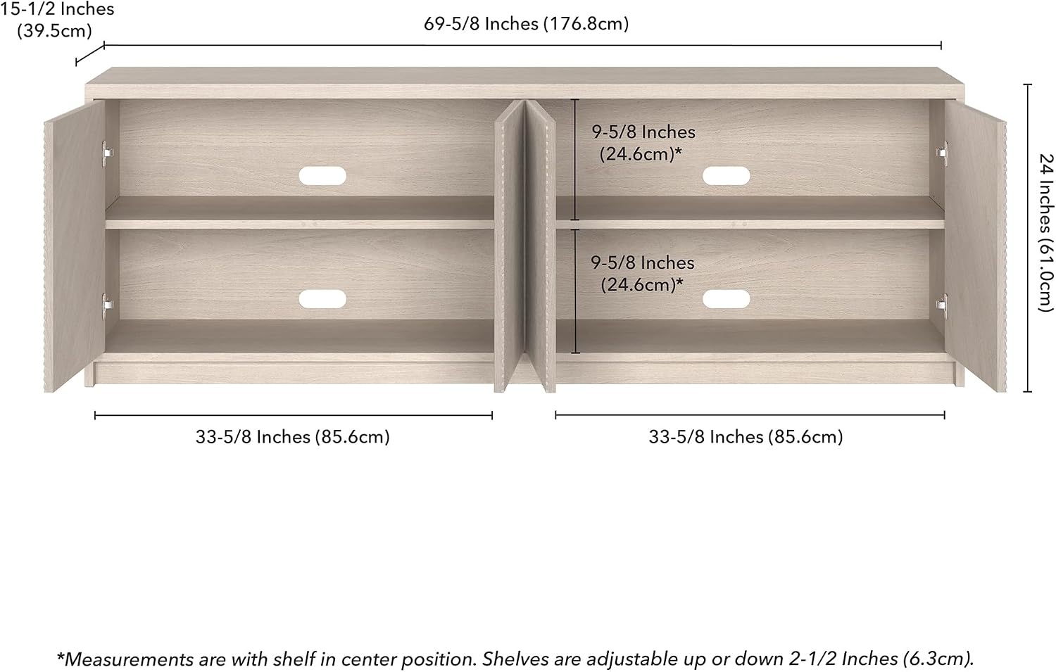 Henn&Hart Rectangular TV Stand for TV's up to 78' in Beech White, for Home, Living Room, Bedroom, Entertainment Room, Office