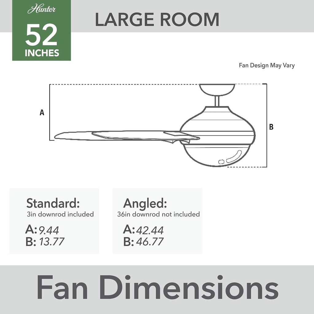 Hunter Fan 52 Inch Fresh White Indoor Ceiling fan with LED Light and Pull Chain for Bedroom, Living Room, Office, Basement, Kitchen, Dining Room (Renewed), CC5C27C73