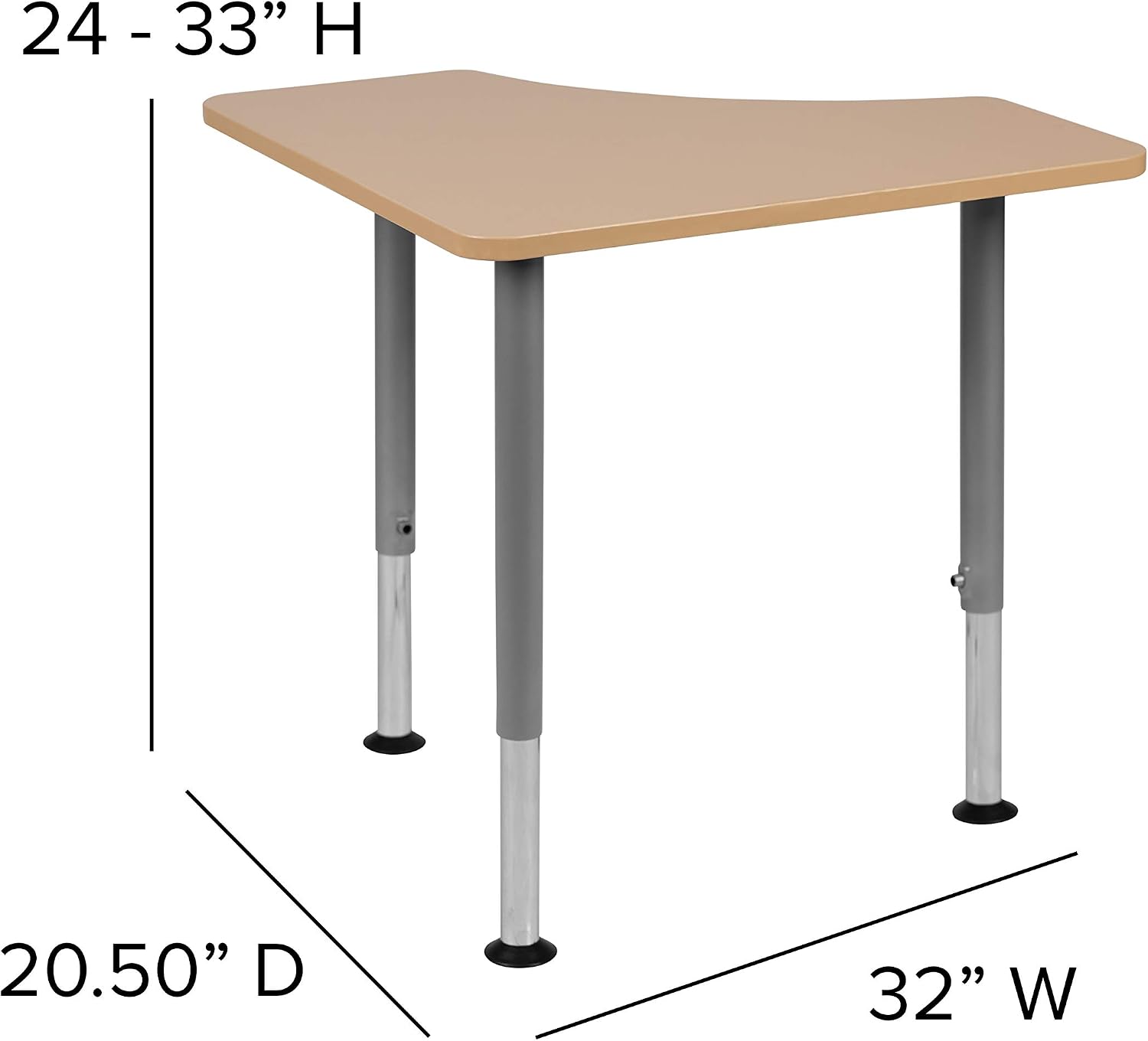 Flash Furniture Triangular Natural Collaborative Student Desk (Adjustable from 22.3' to 34') - Home and Classroom