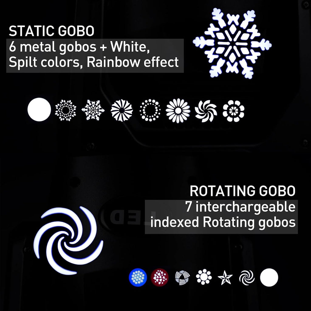 120W LED Moving Head Dj Lights 8 Colors 13 Gobos Spotlights Stage Lighting Static Rotating with Halo Effect 5-Facet Prism Sound DMX for Show Christmas Club Party Wedding
