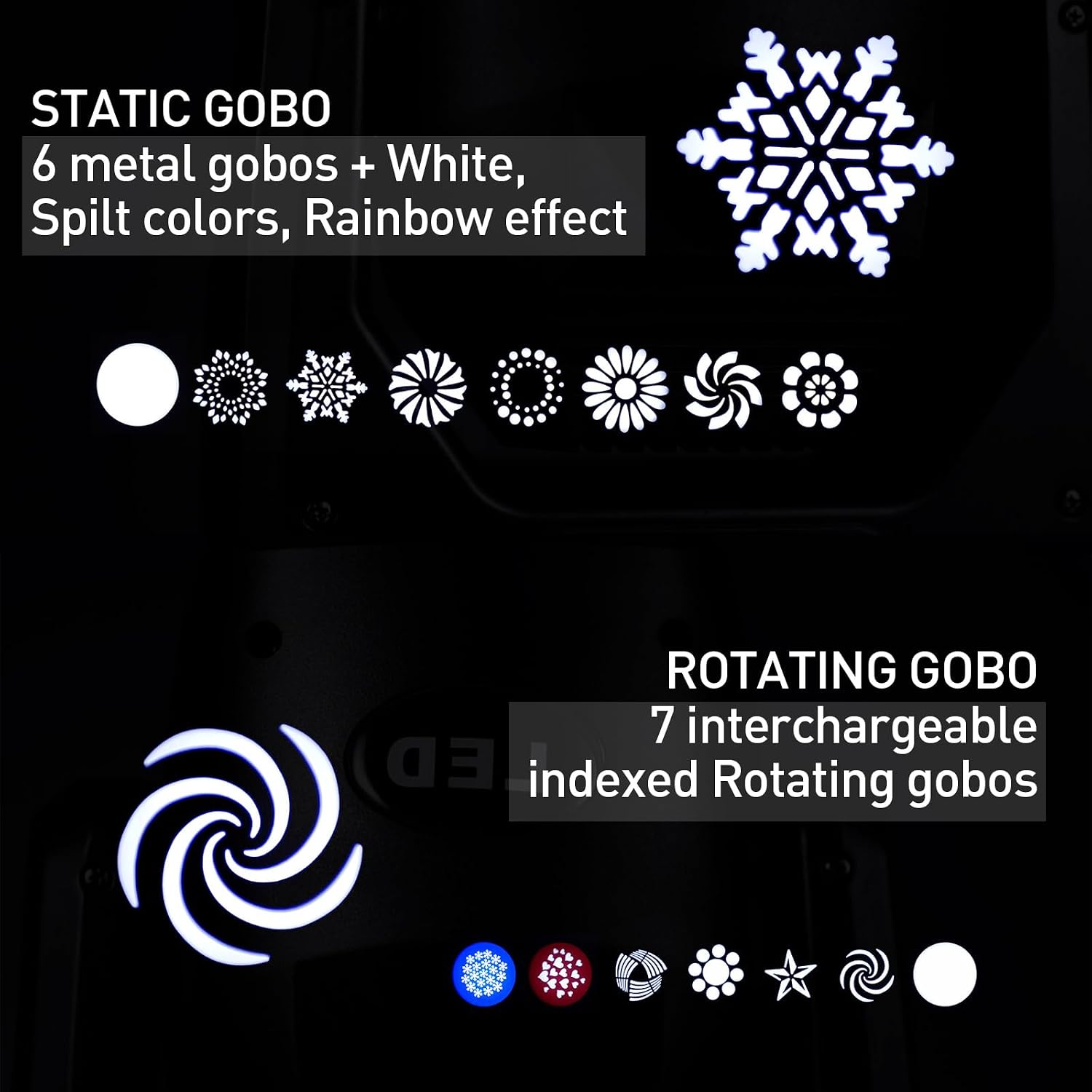 120W LED Moving Head Dj Lights 8 Colors 13 Gobos Spotlights Stage Lighting Static Rotating with Halo Effect 5-Facet Prism Sound DMX for Show Christmas Club Party Wedding