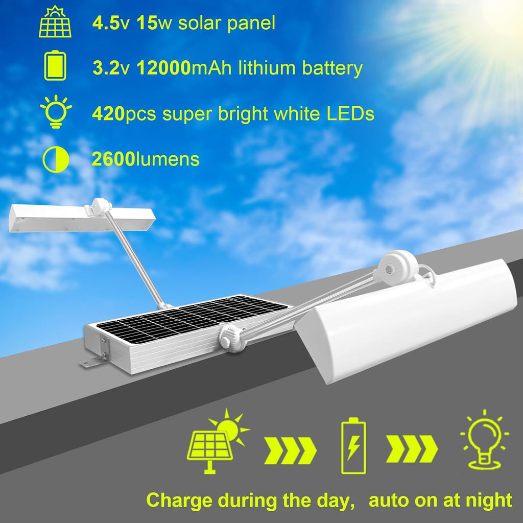 Solar Sign Lights Outdoor, 420 LEDs 2600 Lumen Billboard Lights, 12000 mAh Solar Sign Light, IP65 Waterproof Outdoor Sign Lighting, Commercial Lights Solar Powered for Real Estate Signs, Business,