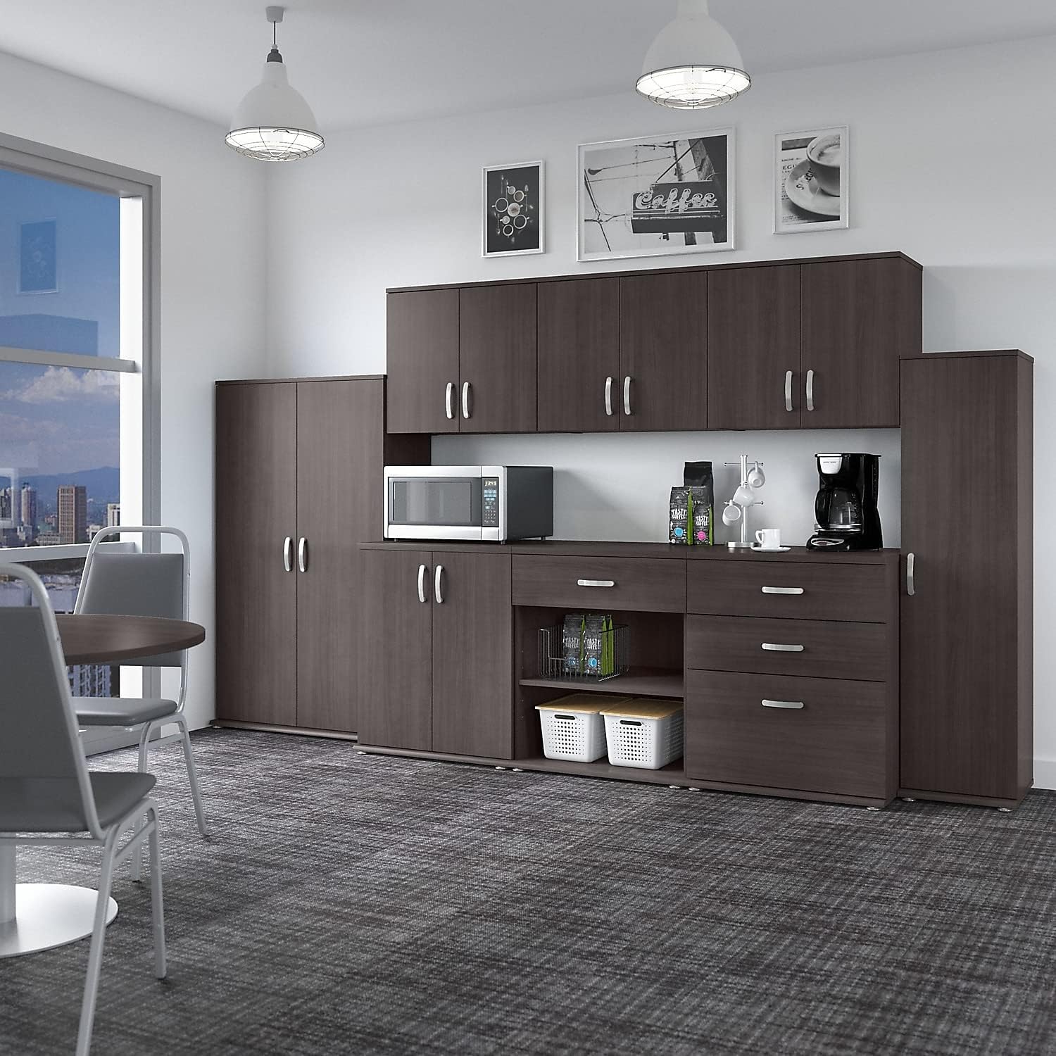 Bush Business Furniture Universal Wall Cabinet with Doors and Shelves in Storm Gray, Versatile Home Organizer, Office Storage Unit and Adjustable Shelving