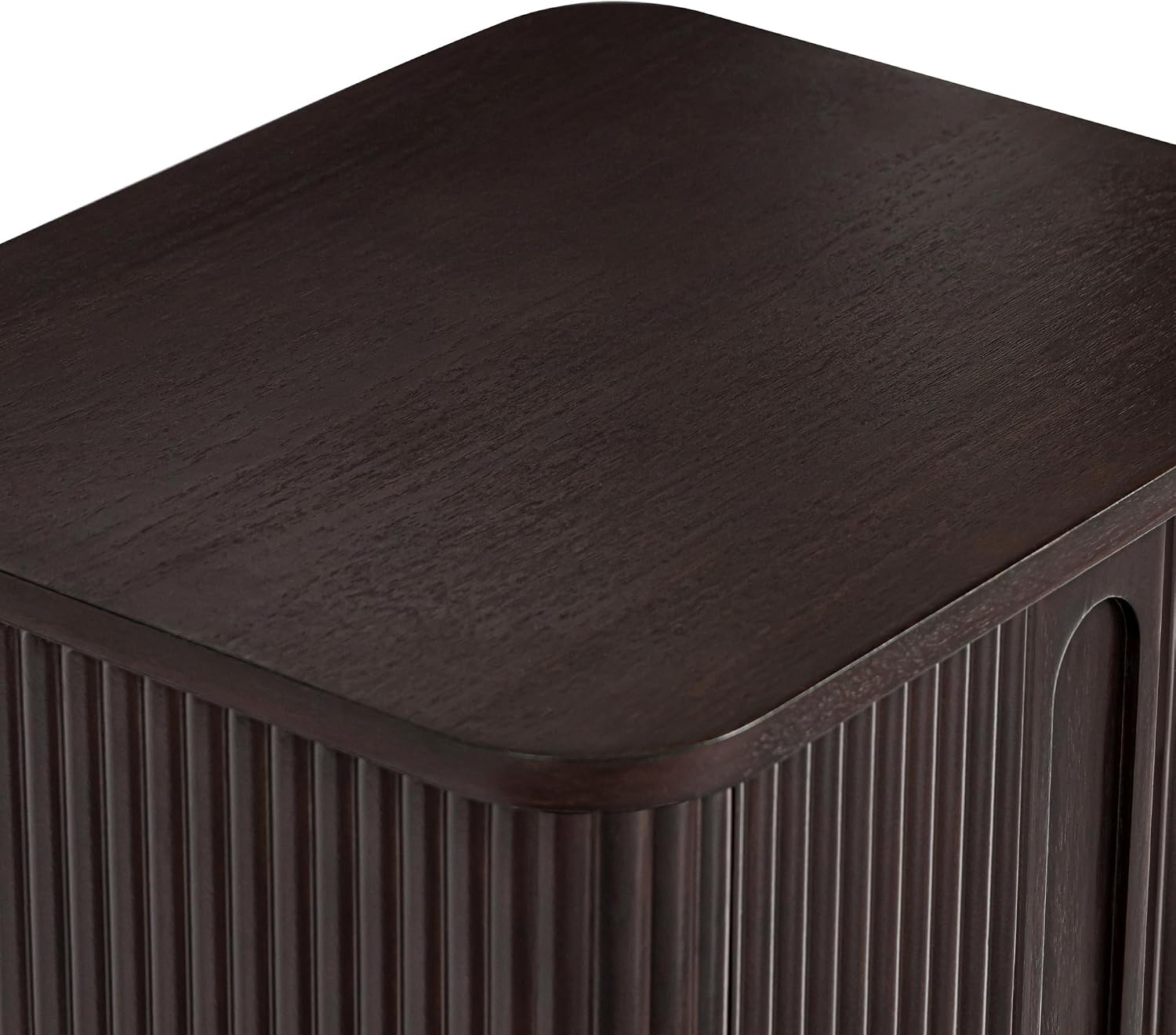 Teamson Home 20'' W Modern Storage 2-Drawer Push to Open Nightstand with Solid Wood Frame, Bedside Table Bedroom Furniture with Reeding Pattern in Scandinavian Style, Espresso
