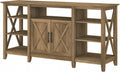 Bush Home Key West Tall TV Stand for 65 Inch TV in Reclaimed Pine, Farmhouse Entertainment Center with Storage