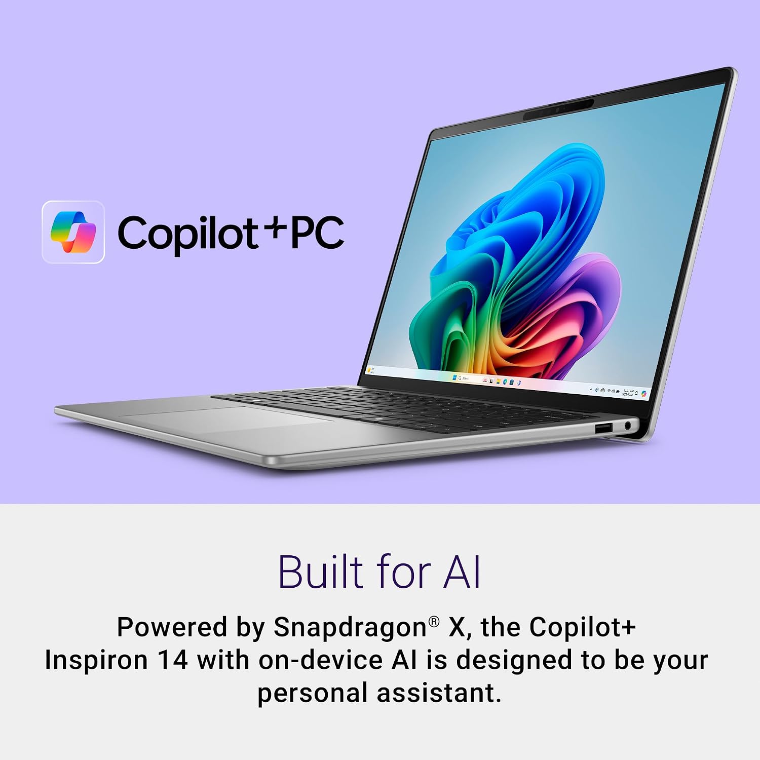 Inspiron 14 5441 Laptop - 14-inch FHD+ (1920x1200) 16:10 Display, Snapdragon X Processor X1-26-100, Qualcomm Adreno GPU, 16GB RAM, 512GB SSD, FHD RGB Camera, Windows 11 Home, Copilot+ PC - Titan Grey