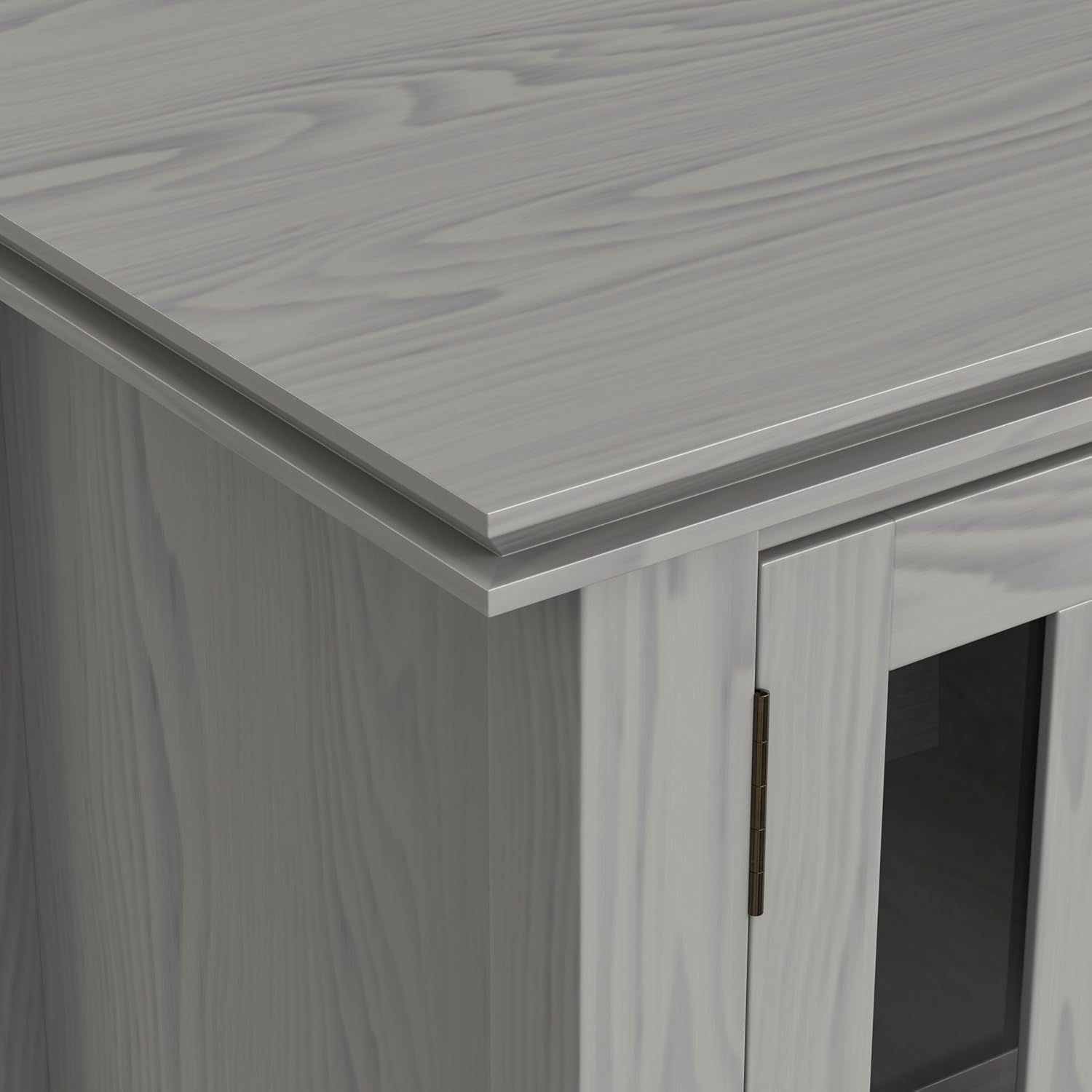 SIMPLIHOME Artisan TV Stand - 72 inch Wide Solid Wood Media Console in Fog Grey, Contemporary Entertainment Center for Living Room for TVs up to 80 Inches with Glass Cabinets and Cable Management