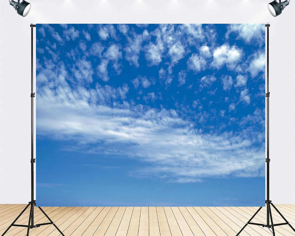 Trykid 20x10ft Blue Sky White Clouds Backdrop Clear Sky Clouds Natural Scenery Photography Background Newborn Baby Shower Wedding Birthday Party Decoration Photo Prop Fabric