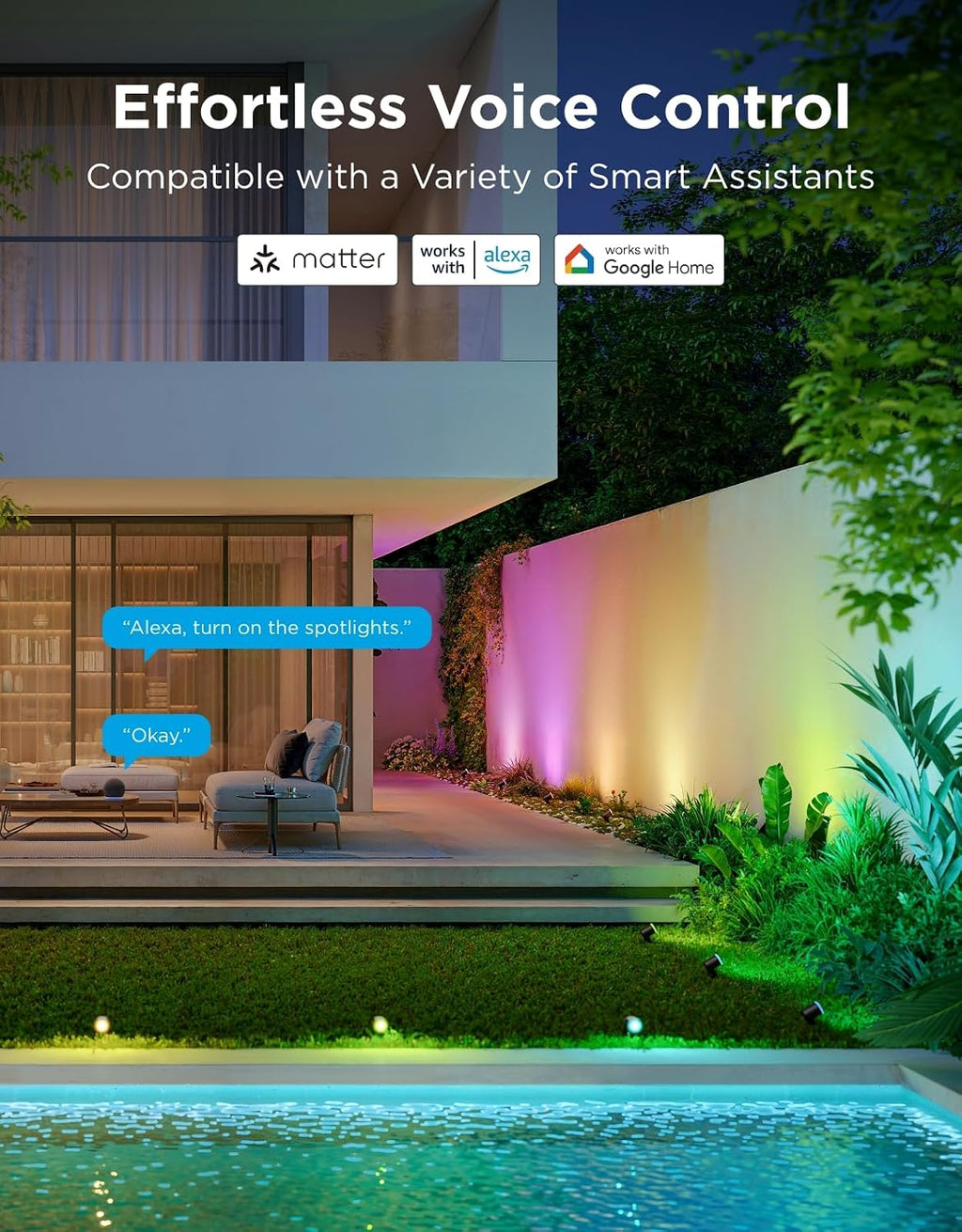 Govee Outdoor Spot Lights 2, IP67 Waterproof Spotlights, Landscape Lights Work with Matter, Alexa, and Google Assistant, RGBWIC Color Changing Light for Outdoor Decor, Patio Decorations, 4 Pack
