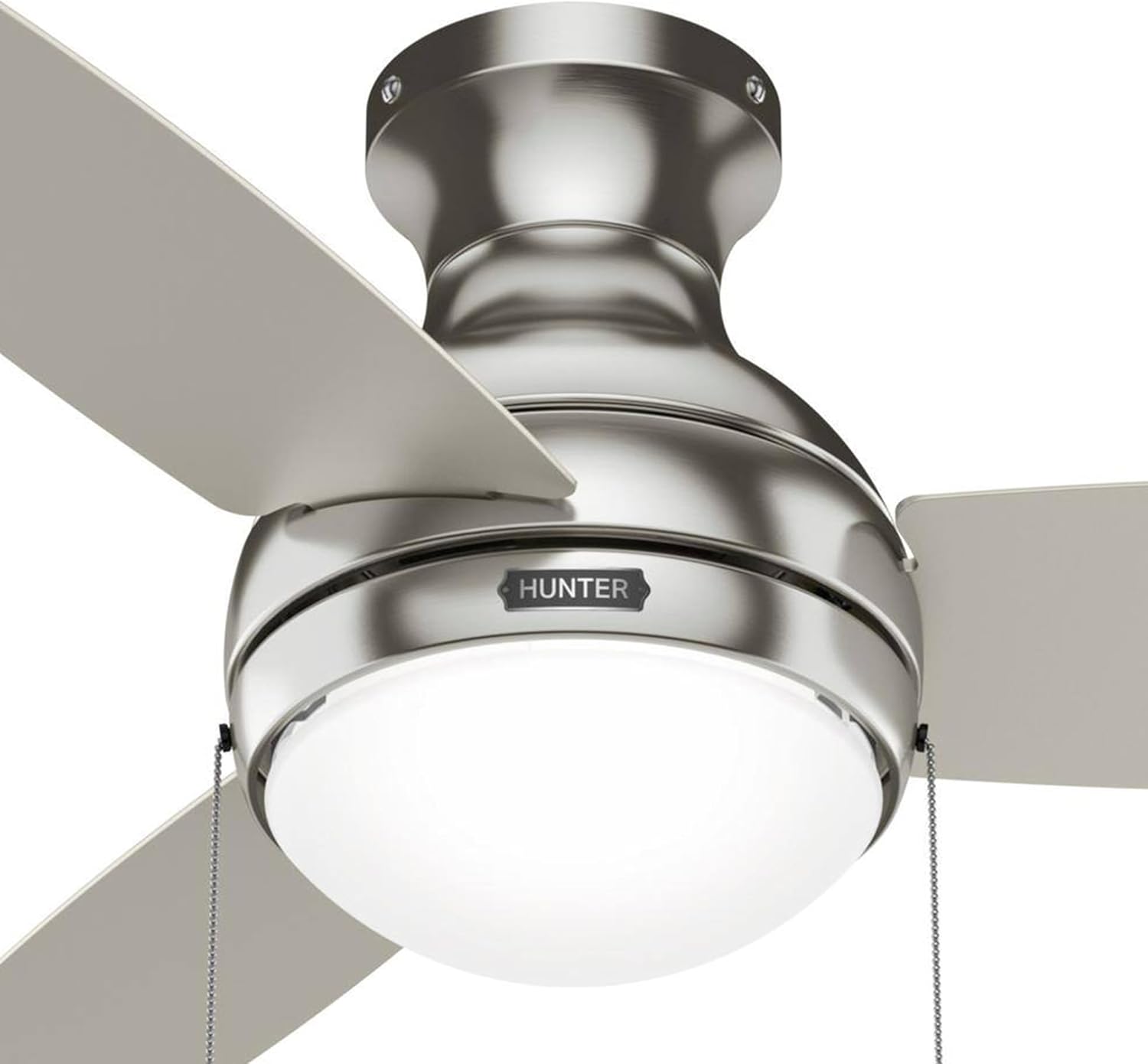 Hunter Fan 44 inch Indoor Ceiling Fan with Light, Brushed Nickel Ceiling Fan with Pull Chain, 3 Blades for Kids Room, Bedroom, Office or Kitchen (Renewed)