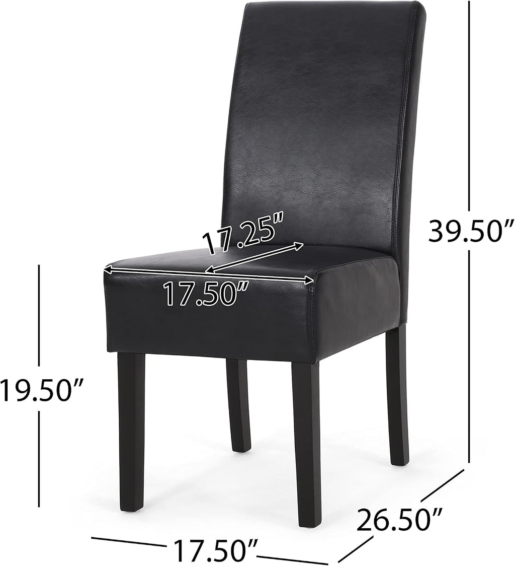 Christopher Knight Home Pollards Upholstered Dining Chairs - Faux Leather - Midnight Black/Espresso (Set of 2)