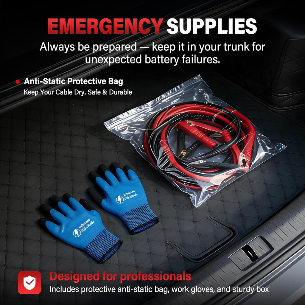 0 Gauge 16FT Jumper Cables for Heavy Duty Trucks & Cars, 1000A Booster Cables with Copper-Clad Aluminum Wire, Heavy-Duty Clamps, Flexible PVC, for 12V & 24V Gas or Diesel Vehicles
