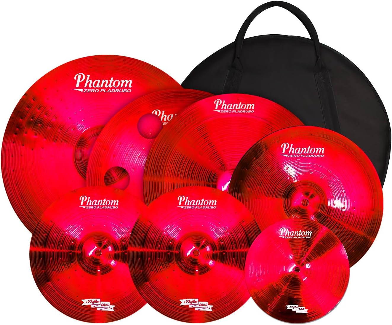 Titanium Color Cymbals Set – 7-Piece Drum Cymbal Pack for Acoustic Kits – Red/Blue/Black – Lightweight, Durable & Stage-Ready – Direct from Manufacturer (Red)
