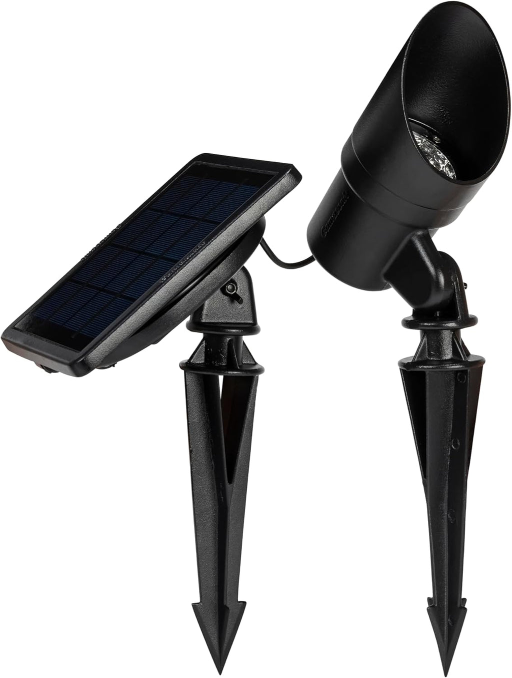 Gama Sonic Tri-Color Progressive Solar LED Spotlight with 100 Lumens, Outdoor Black Cast Aluminum, 3000K/4000K/5000K with Detachable Solar Panel (103i90090)