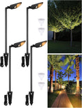 LEONLITE 24 Inch Low Voltage Landscape Spotlight, 12V LED Outdoor Landscape Lighting, with 7W 3000K MR16 Bulbs, Max 50W GU5.3 Base, Die-Cast Aluminum Uplighting for Garden Tree Yard, Black, Pack of 4