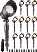 LEONLITE 12-Pack Low Voltage LED Landscape Spotlight, 5W 12V Pathway Lights Outdoor, CRI90, Aluminum Spot Lights for Garden, ETL Listed, IP65 Waterproof, 3000K Warm White, Oil Rubbed Bronze