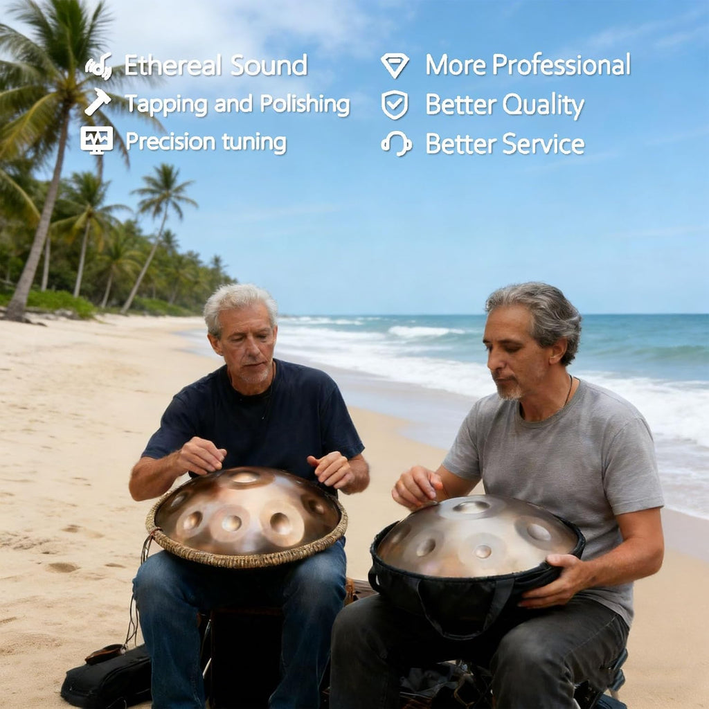 Handpan Drum 432Hz/440Hz, 22 Inch 9/10/12 Notes Tongue Drums, Steel Percussion Instrument with Stand, Professional Hand Pan Set for Meditation Yoga Sound Healing Music Therapy(Brown,432HZ/12Note)