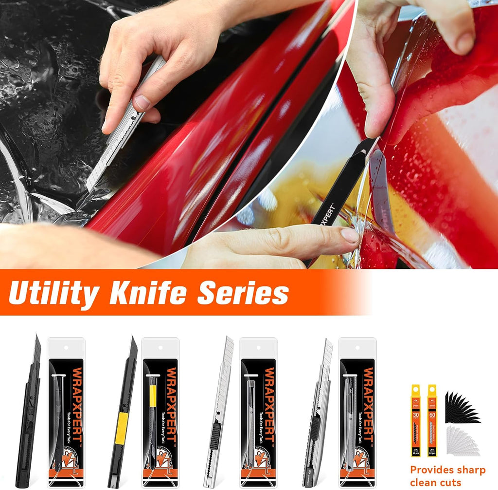 WRAPXPERT Window Tinting Tools for Windshield/Rear Glass Film Install and Clean Includes Bulldozer Squeegee, Window Scraper, Felt Squeegee, Small PPF, Utility Knife, Vinyl Wrap Cutter