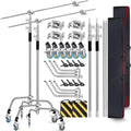 2-Packs Heavy Duty C Stand with Wheel and Boom Arm Adjustable 10.8ft Stainless Steel Reflector Light Stand C-Stand with Grip Head&Sandbag&Clamps&Strong Carry Bag for Photography Studio Video Shooting