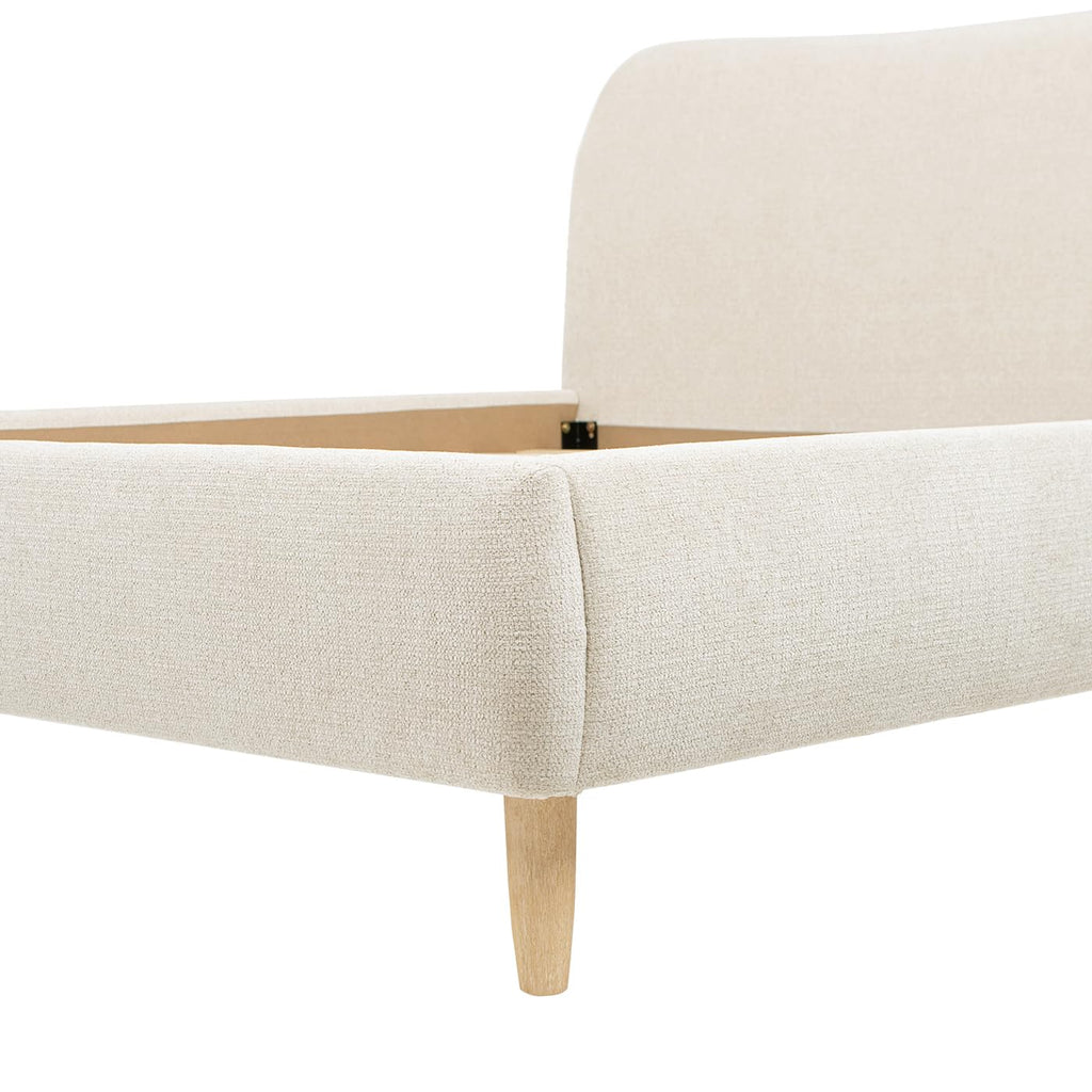 Jennifer Taylor Home Roman Curved Headboard Upholstered Platform Bed, King, Oatmeal Light Beige Chenille