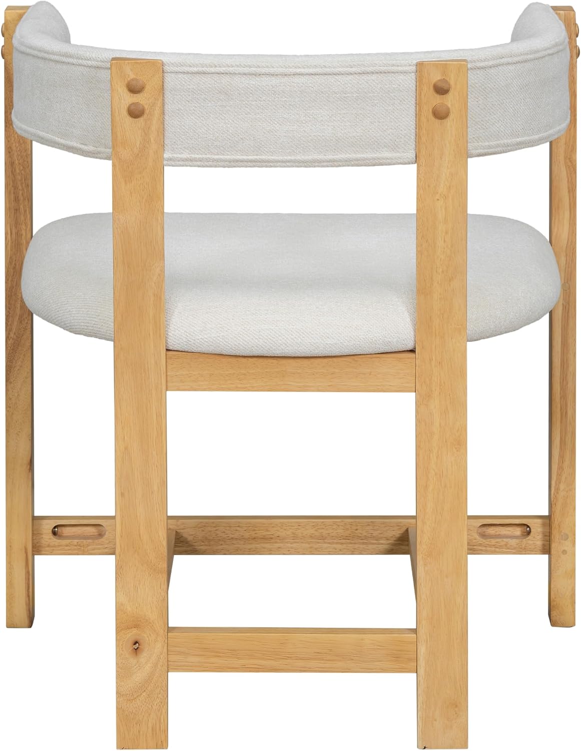 Christopher Knight Home Set of 2 Arley Modern Fabric Upholstered Dining Armchair, Sturdy Wooden Kitchen Side Chair with Ergonomic Backrest and Footrest, Soft Padded Barrel Accent Chair, Beige+Natural
