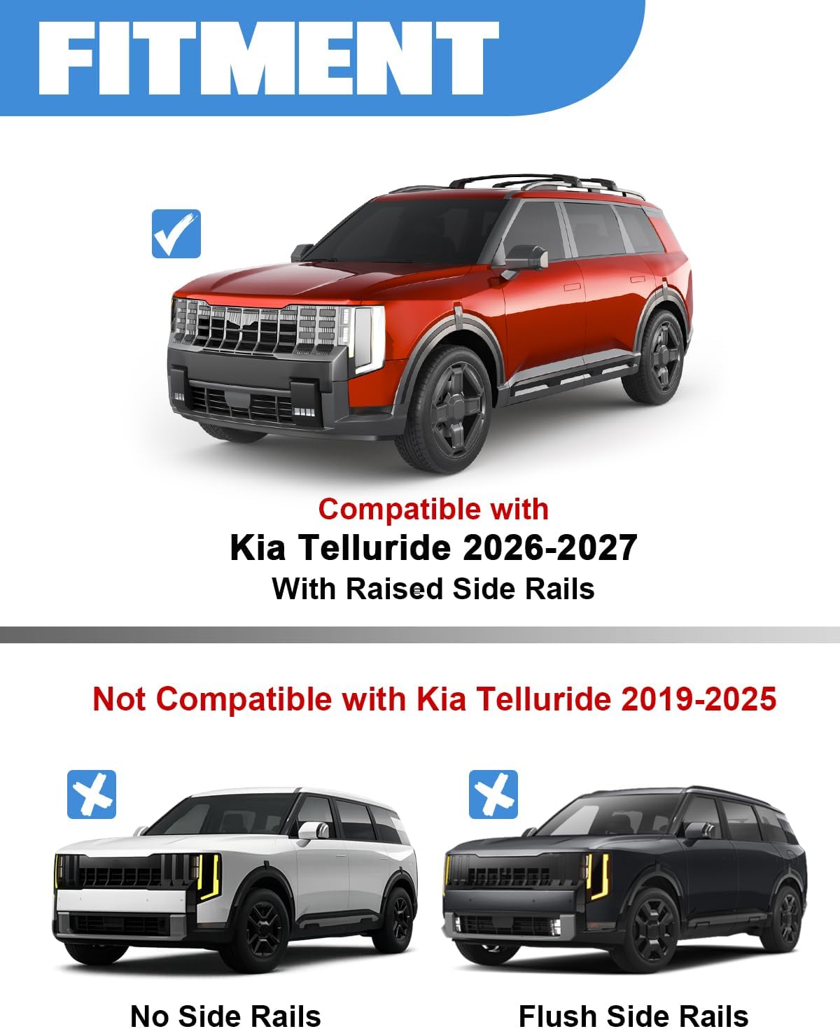 FengYu 300lb Lockable Roof Rack Cross Bars Compatible with Kia Telluride 2026 2027 with Raised Side Rails, Heavy Duty Aluminum Roof Rails Crossbars Cargo Bars