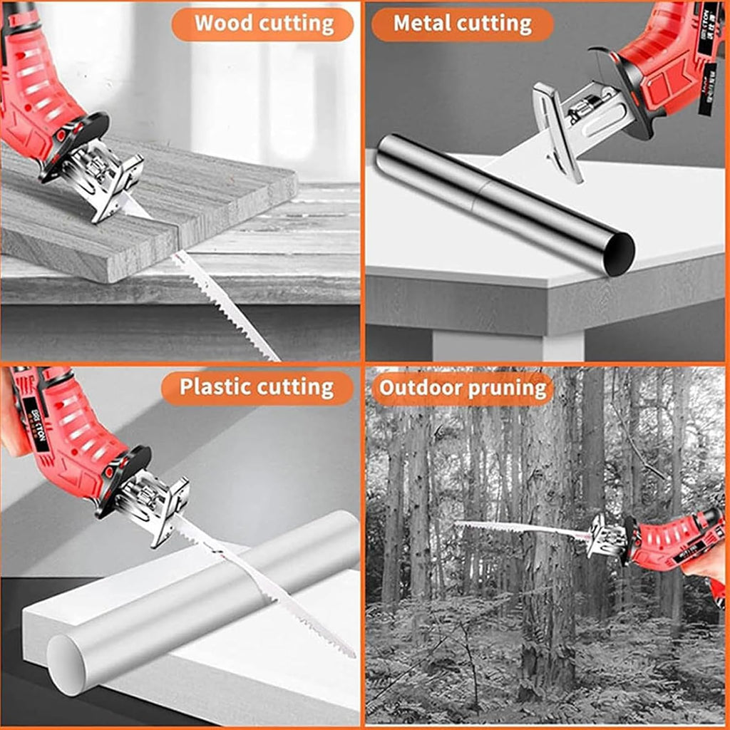 Electric Reciprocating Bone Saw Reciprocating Saw Portable Electric Bone Saw Stainless Steel Saw Blade Cordless Reciprocating Saw for Wood Trees Metal PVC Pipe Cutting,2 Batteries