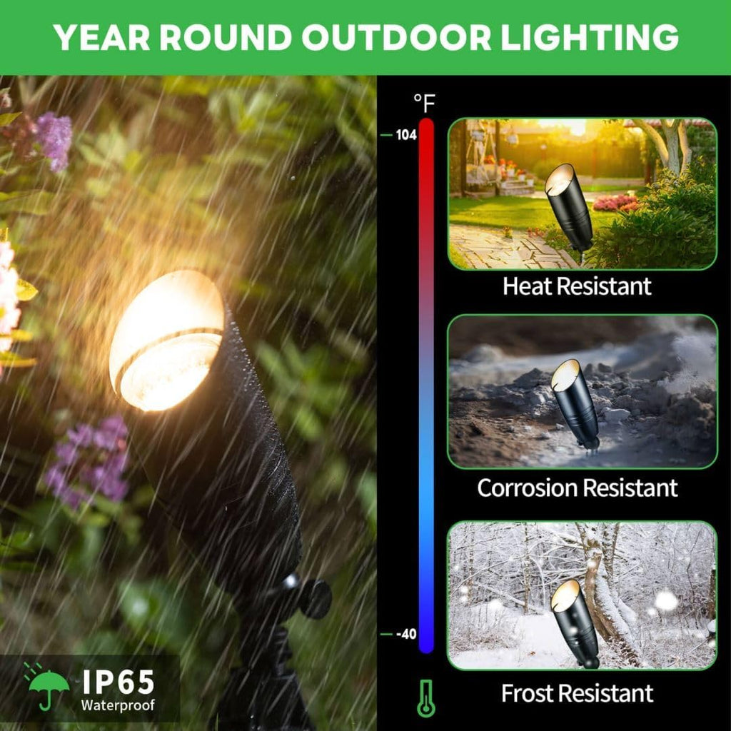 Low Voltage Landscape Spotlights, Black Outdoor LED 12V LED Tree Light, Waterproof Aluminum Fixture for Tree House Garden with 5W MR16 Bulb 2700K 8 Pack
