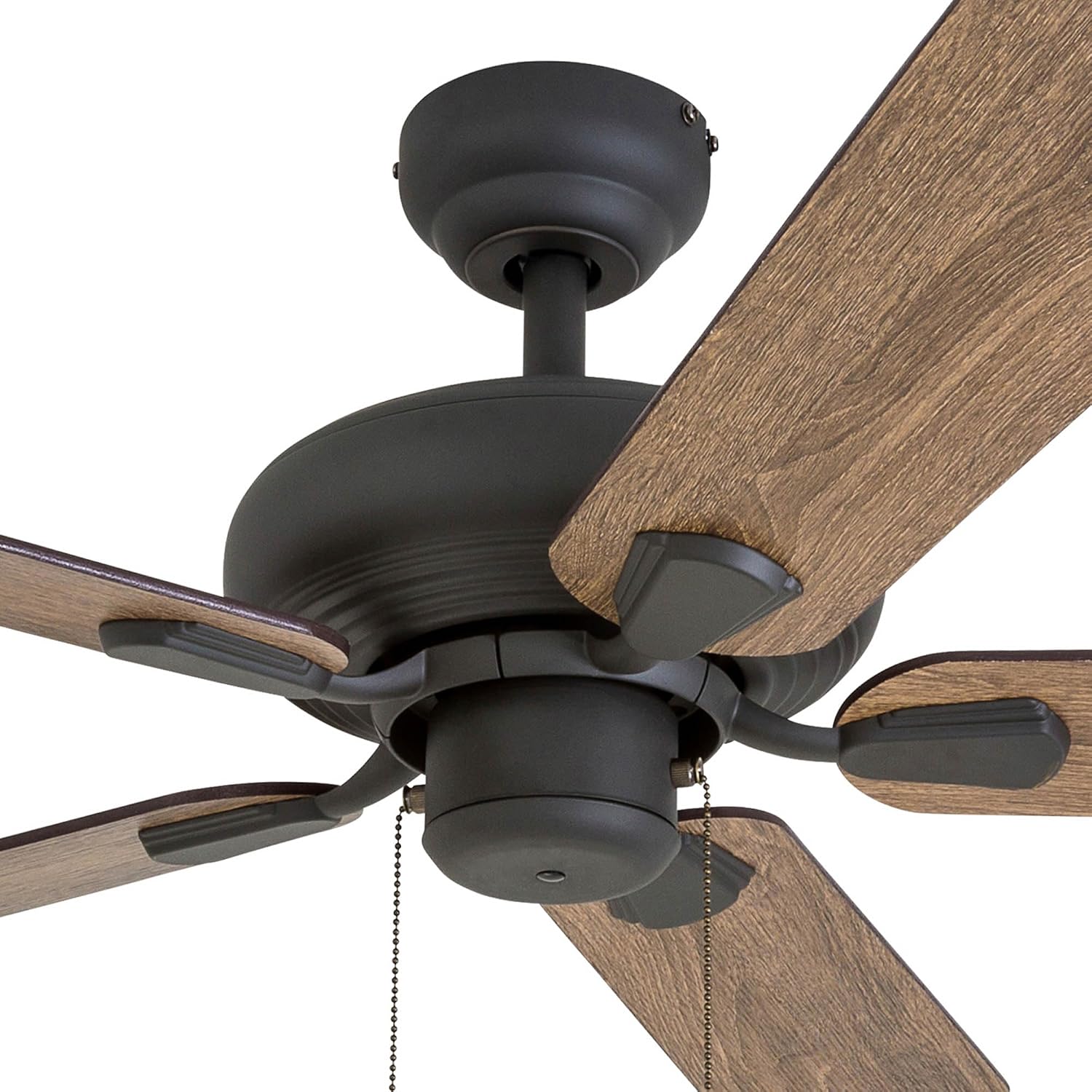Prominence Home Russwood, 42 Inch Farmhouse Ceiling Fan with No Light, Remote Control, Three Mounting Options, 5 Dual Finish Blades, Reversible Motor - 50751-01 (Bronze)