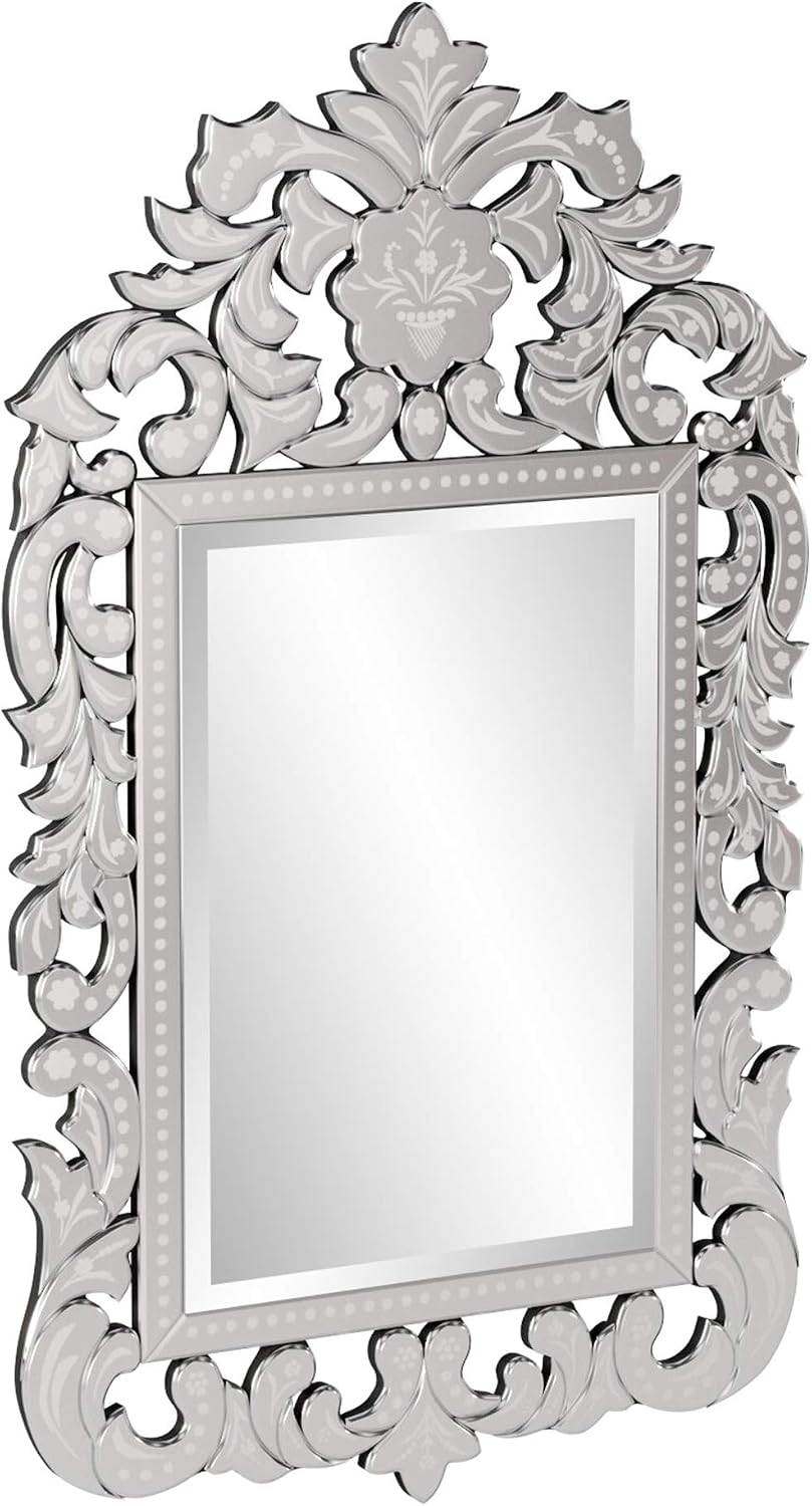 Howard Elliott Collection Large Regina Rectangular Venetian Wall Hanging Mirror, Antique Accent Design with Mirrored Frame, Wall Mirror for Home, Living Room, Entryway and Bathroom, 56 x 34 Inch