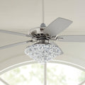 Casa Vieja 52' Journey Indoor Ceiling Fan with Light LED Dimmable Remote Control Brushed Nickel Silver Blades Crystal Ball Diamond Beads for Living Room Kitchen Bedroom Family Dining