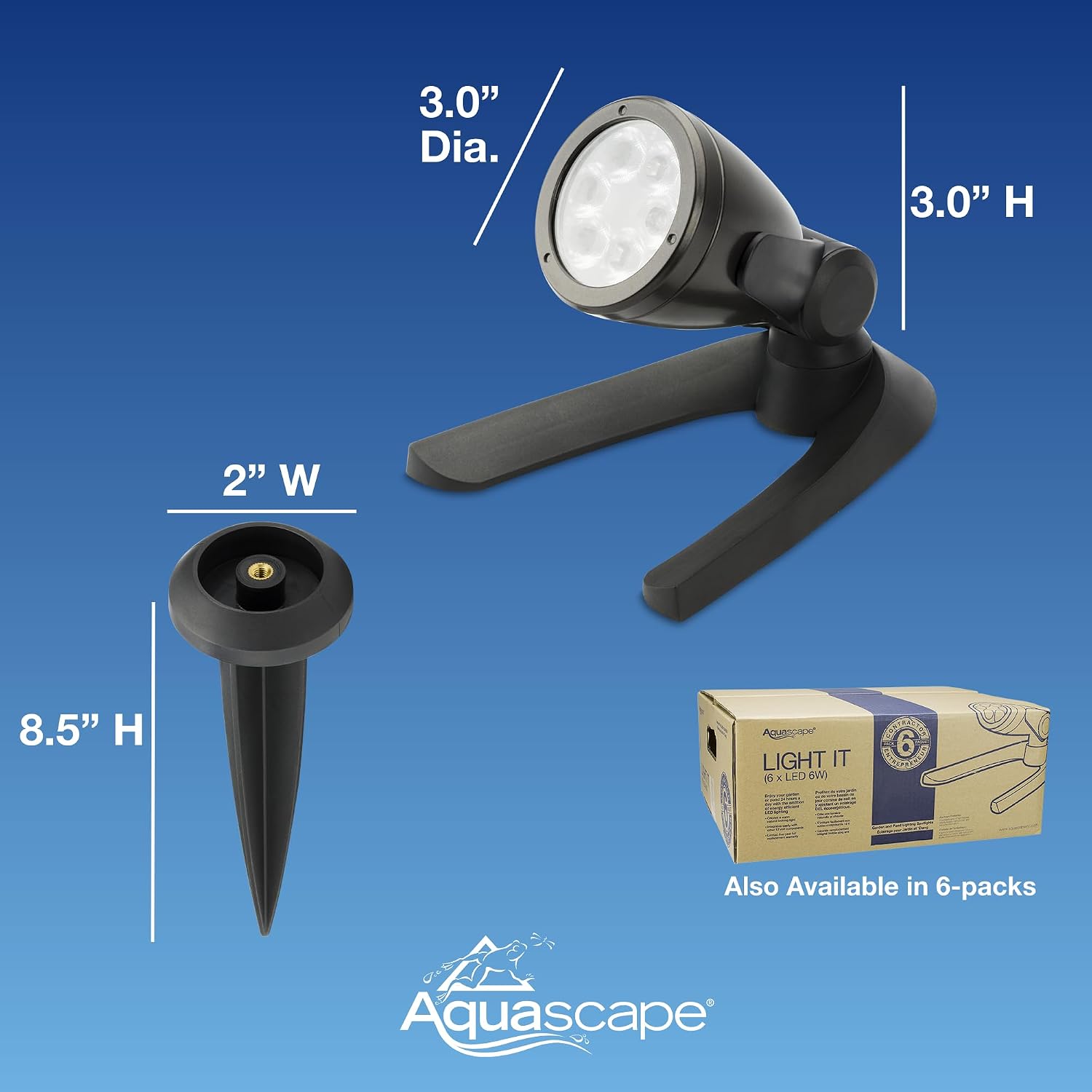Aquascape LED Pond Garden Landscape Spotlight 6 Watt | Submersible | 12 Volt | 5 Year Limited Warranty