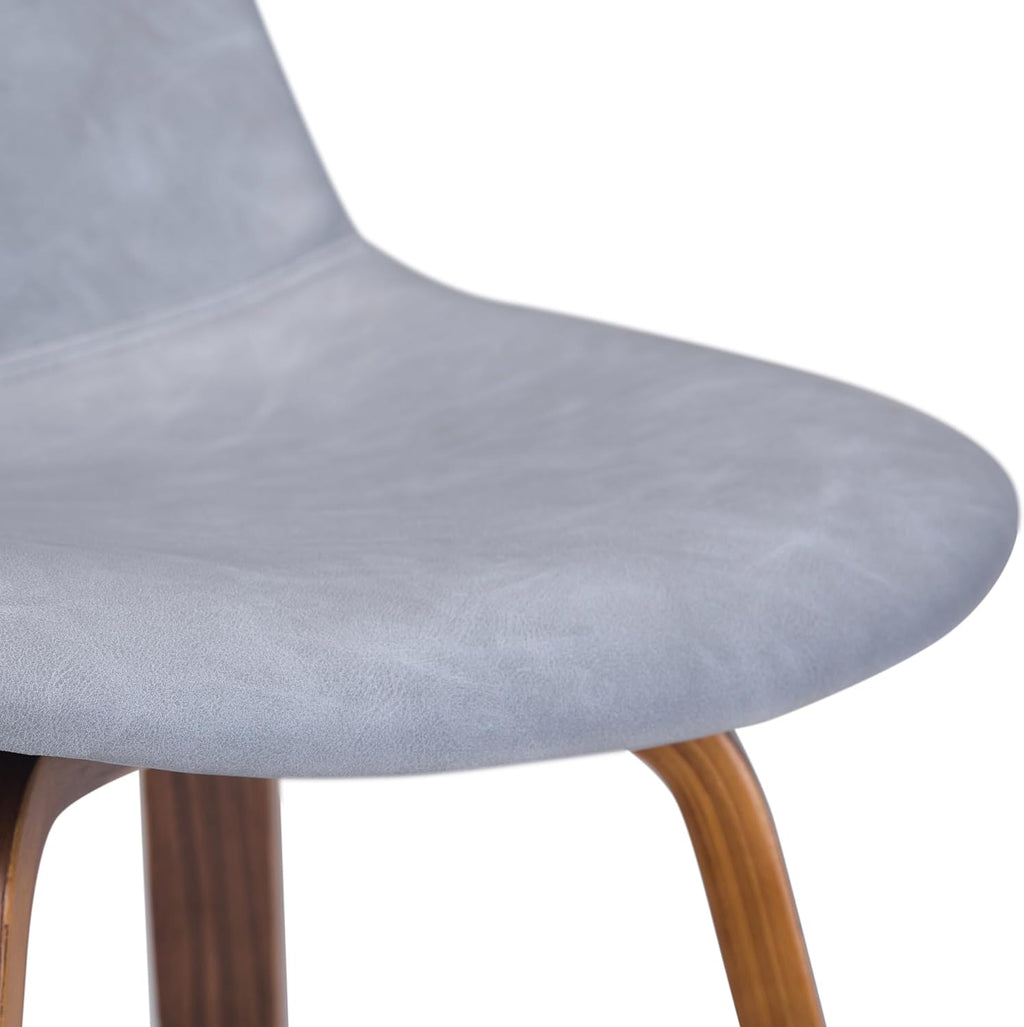 SIMPLIHOME Randolph Mid Century Modern 28 inch Bentwood Counter/ Bar Height Stool (Set of 2) in Stone Grey Vegan Faux Leather for the Dining Room and Kitchen