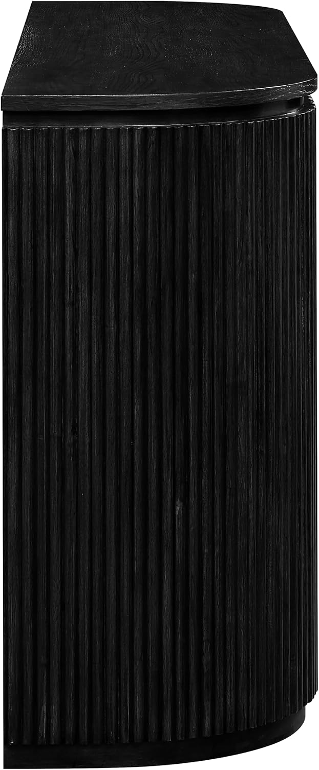 Meridian Furniture 818Black-T Astrid Collection Modern | Contemporary Vanity/Desk/Console Table with Rich Black Finish, Solid Wood and Oak Veneer, Fluted Wood, 52' W x 14' D x 30' H, Black