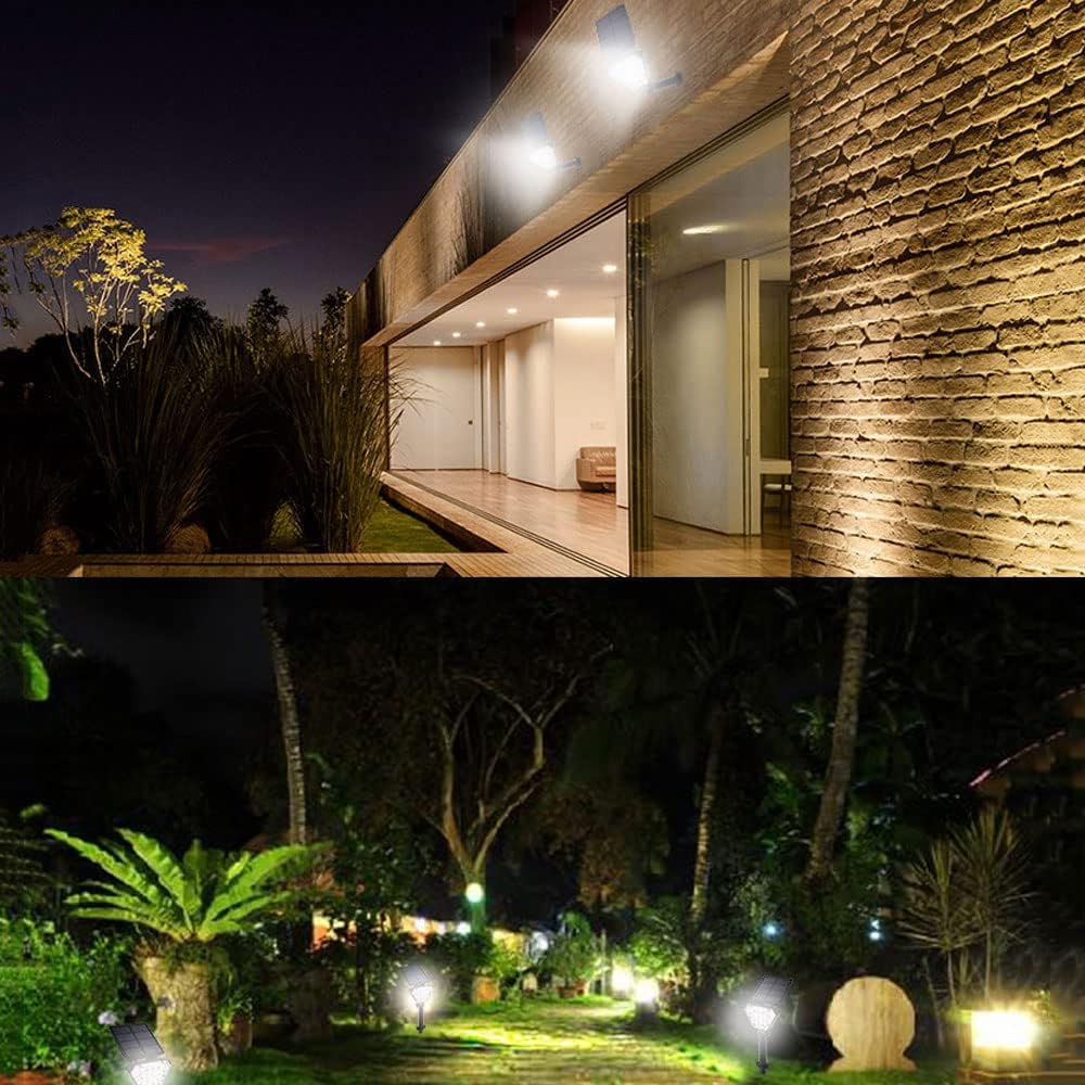 Solar Lawn Light, LED Outdoor IP65 Waterproof High-Brightness Tree Garden Light, Floor/Wall-Mounted Dual-Purpose Solar Spotlight 205LM (Daylight White)