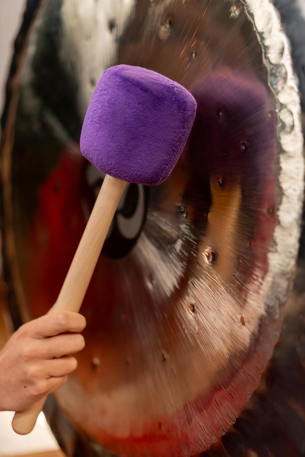 Gong Mallet Beater with Beech Wood Handle and Soft Fleece Head — MADE IN GERMANY — for Meditation, Sound Healing Therapy and Yoga,2-YEAR WARRANTY