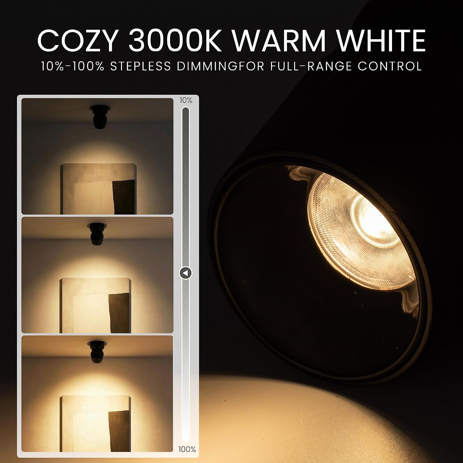 4 Packs LED Dimmable Adjustable Ceiling Spotlight 12W 3000K Aluminum Wired Spotlight Fixtures CRI 97 Surface Mounted Indoor Spot Light for Living Room Hallway Picture Corridor, Black