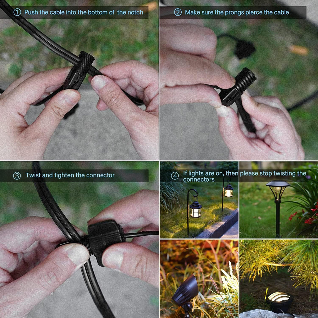 GOODSMANN Low Voltage Spot Light Landscape Lighting 8 PK 5W LED 6500K for Outdoor Lighting with Metal Spike and Connector Garden, Pathway, and Driveway 9121-16102-08A