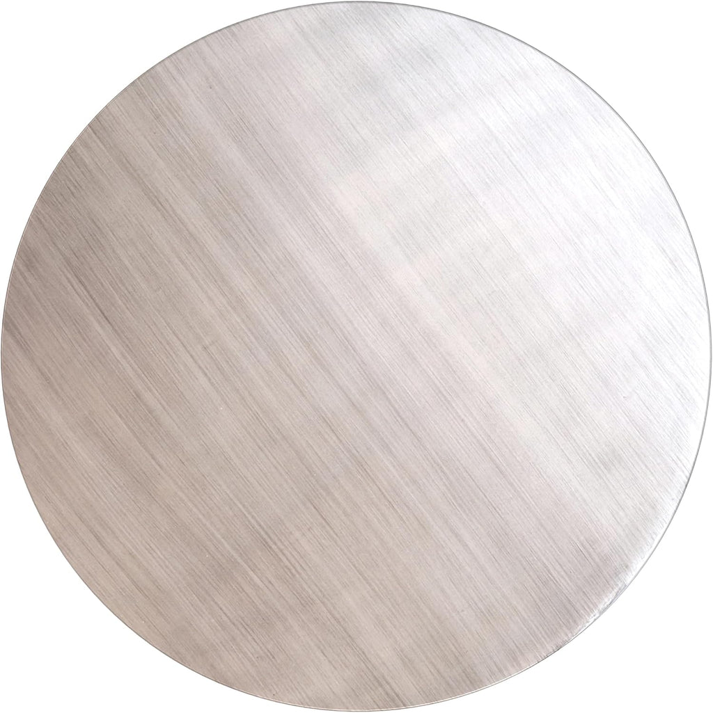 SIMPLIHOME Johnsen Metal Table - 15 inch Wide Solid Iron Round Accent Table in Antique Silver, Boho Side or End Table for Living Room or Bedroom with Etched Geometric Pattern, Assembled