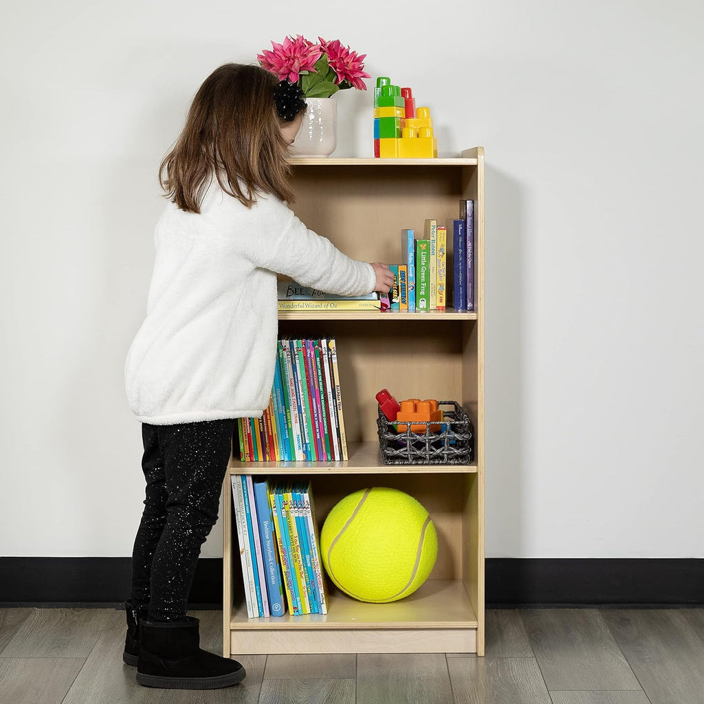 Flash Furniture Hercules Wooden 3 Section School Classroom Storage Cabinet for Commercial or Home Use - Safe, Kid Friendly Design - 36'H (Natural)
