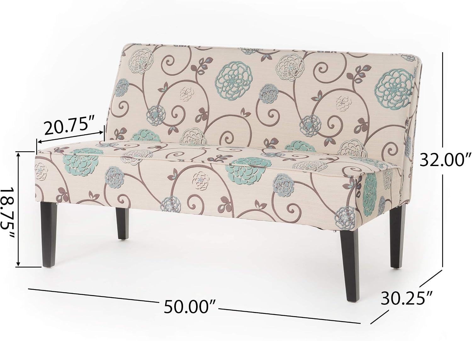 Christopher Knight Home Dejon Fabric Love Seat, White And Blue Floral