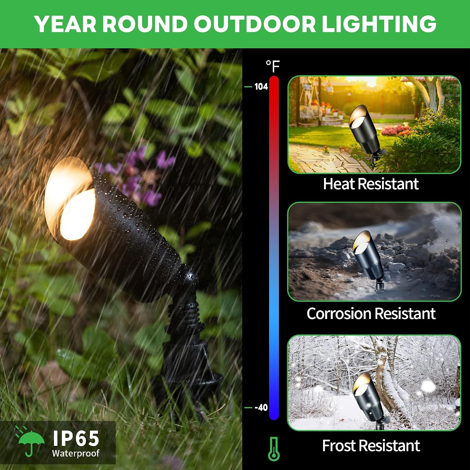 Black Outdoor Landscape Spotlights, LED Low Voltage Spot Light, Modern IP65 Waterproof Aluminum Fence Light for Yard Home Wall with 5W MR16 Bulb 4000K 8 Pack