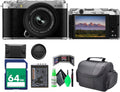 Fujifilm X-M5 Mirrorless Digital Camera with Fuji XC 15-45mm f/3.5-5.6 OIS PZ Lens Kit - Silver Bundle with 64GB Memory Card + Cleaning kit + Travel Bag + More