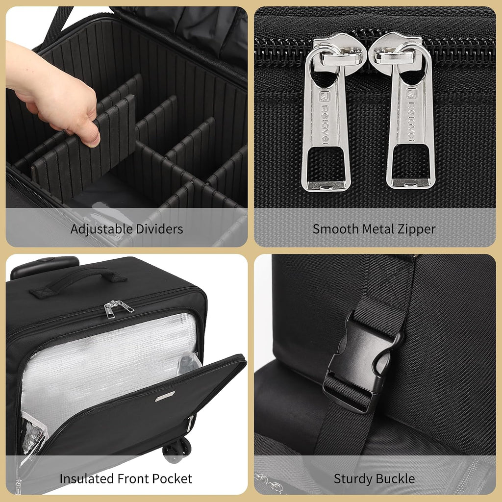 TANTO Rolling Makeup Train Case, Professional Makeup Case on Wheels Makeup Artist Bag With 7 Small Bag 4 in 1 Extra Large Cosmetics Organizer Cosmetology Case With Swivel Wheels &Adjustable Dividers