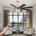 Dawn Whisper Gold Ceiling Fans with Lights and Remote 72 Inch Large Modern Chandelier Fan Living Room Ceiling Fan 6 Speed Reversible DC Motor Dual Finish Enegery Efficient
