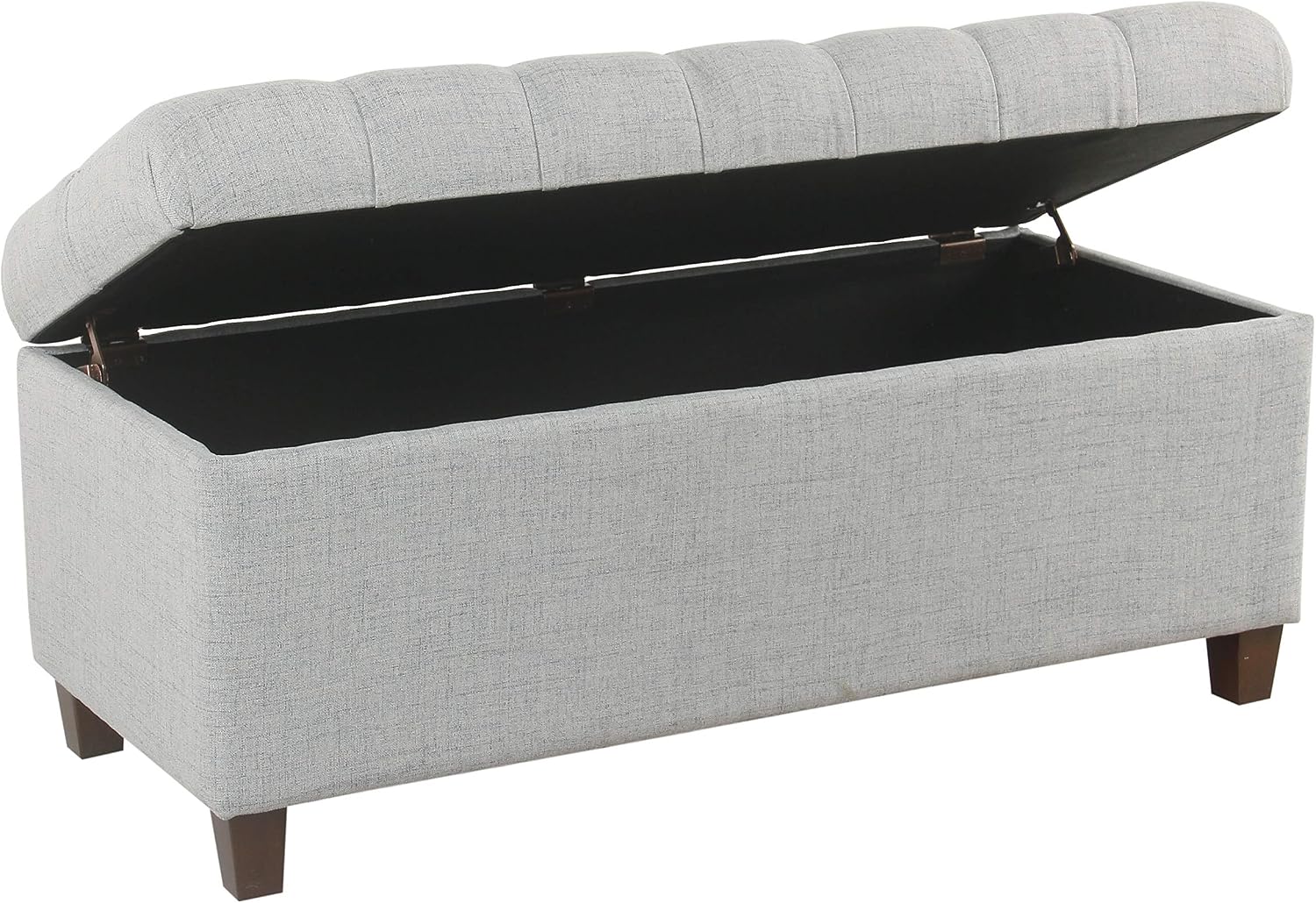 Homepop Home Decor Tufted Ainsley Button Storage Ottoman Bench with Hinged Lid Ottoman Bench with Storage for Living Room & Bedroom, Light Blue 18x40x18 Inches