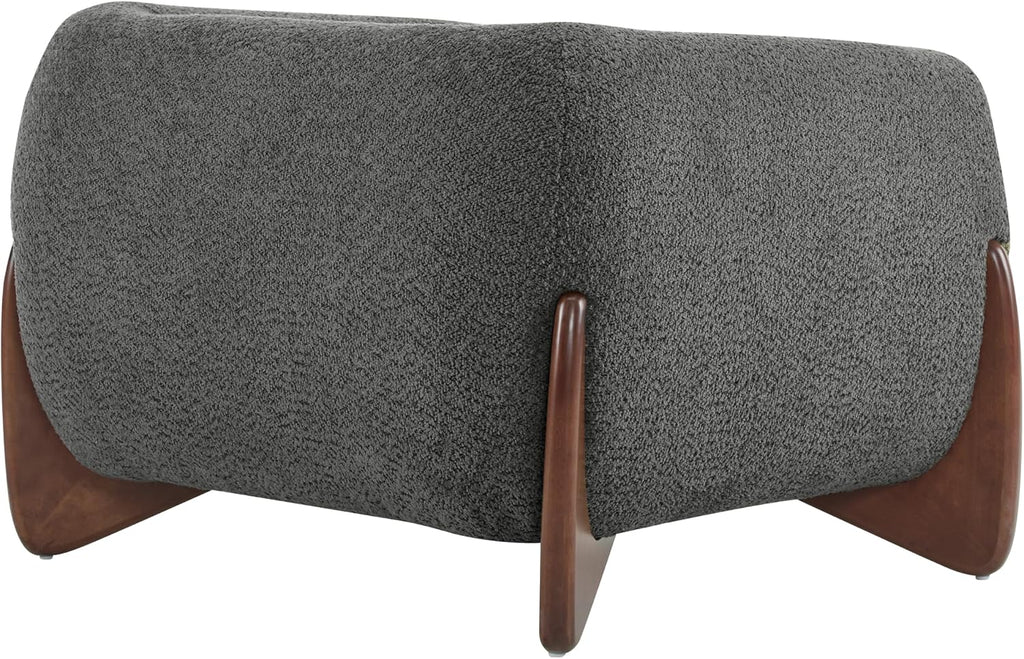 Christopher Knight Home Holly Modern Boucle Fabric Upholstered Club Chair for Living Room, Home Office, Apartment, Relaxing Chair with Removable Cushion and Birch Wood Legs, Dark Gray + Walnut
