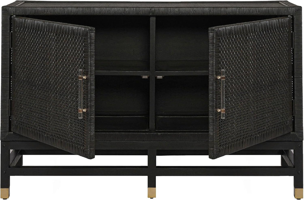 Tov Furniture Amara Charcoal Woven Rattan Buffet