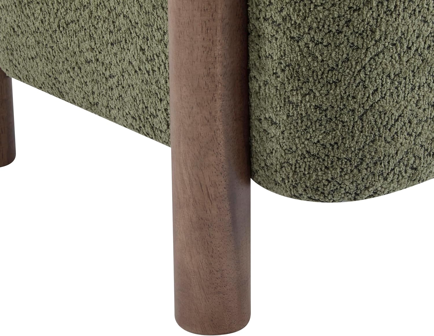 Christopher Knight Home Carly Low Profile Accent Chair, Round Backrest Side Chair, Living Room Armchair with Boucle Fabric Cushion,Comfy Reading Chair for Bedroom,Wooden Single Lounge Sofa,Olive Green