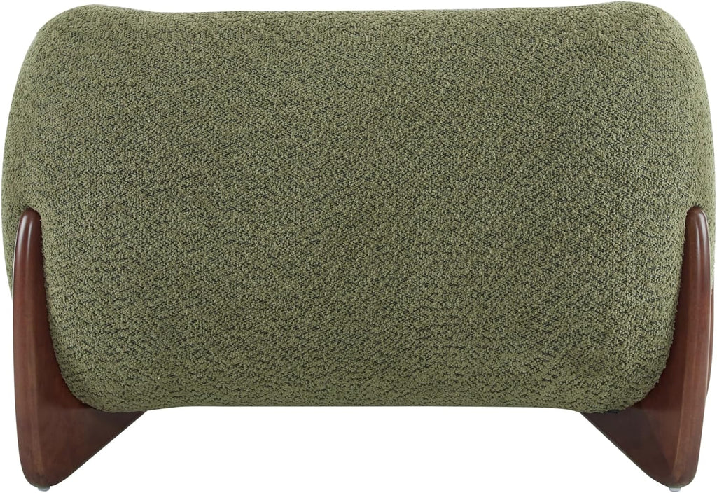 Christopher Knight Home Holly Modern Boucle Fabric Upholstered Club Chair for Living Room, Home Office, Apartment, Relaxing Chair with Removable Cushion and Birch Wood Legs, Olive Green+Walnut